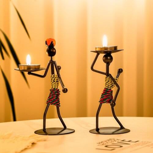 Wrought Iron Candlestick Ornaments Nordic Romantic Household Light Luxury Candlelight Dining Table Candle Lantern Decoration