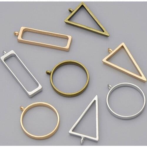 10Pcs Geometric Hollow Pressed Flower Frame Pendant Resin Jewelry Making DIY Craft Hollow Blank Pendants Frame Christmas