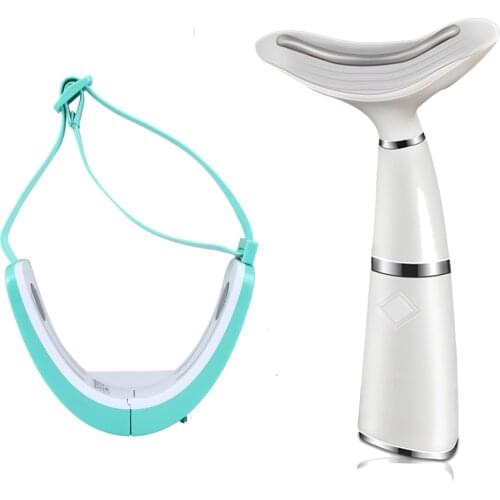 V Face Lift Belt+Neck Care Massager Anti-Aging Photon Therapy Vibration Heat Wrinkle Removal Skin Tightening Face Lifting Device