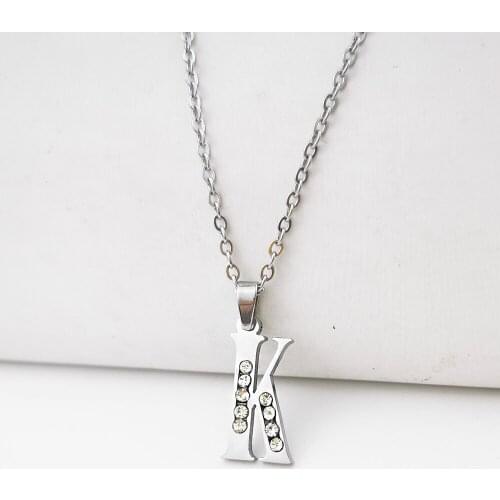 Simple fashion design K letter diamond INS retro cold style clavicle chain pendant necklace jewelry