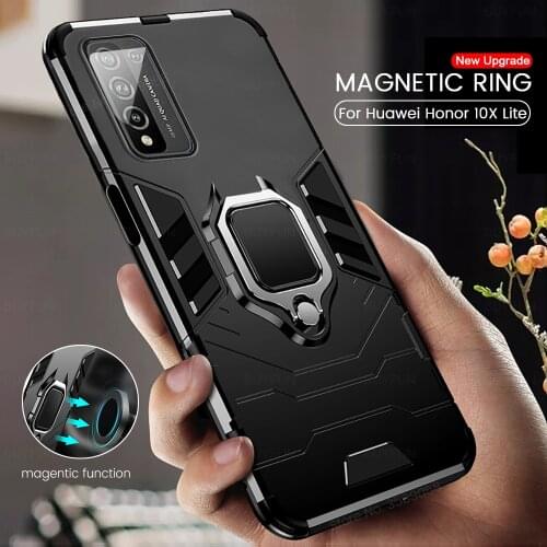 PC Hard Armor Shockproof Bumper Coque for Huawei Honor 10XLite 10X Lite 10 X Light Case Covers Magnetic Holder Protective Ring