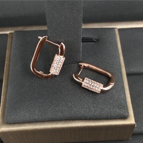 UMGODLY Fashion Single Chain Link Square Earring Micro Zirconia for Women Luxury Brand Silver Color High Quality Jewelry Gift