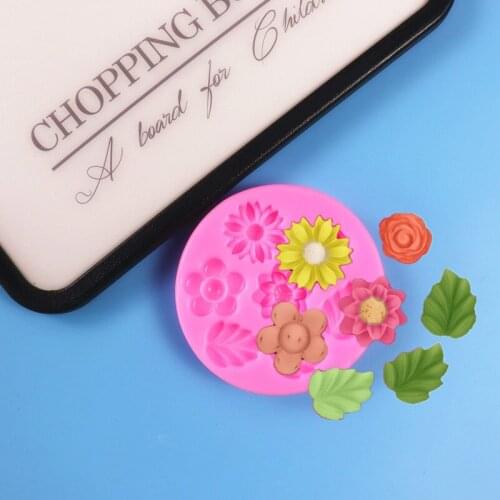 Flower And Leaf Shape Handmade Soap Mold Fondant Cake Mold Chocolate Mold DIY Baking Decoration Mold