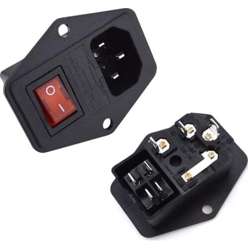 10A 250V Power Switch AC Part 3 in 1 Fuse Supply Socket Outlet Red Black Triple 3D Printers Parts For Makerbot For Ultimaker