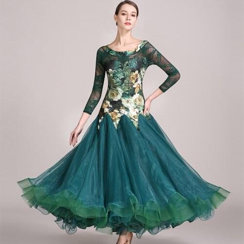 Green lroom dress woman ballroom dance dresses ballroom waltz dresses standard social dress rumba costumes tango dance wear