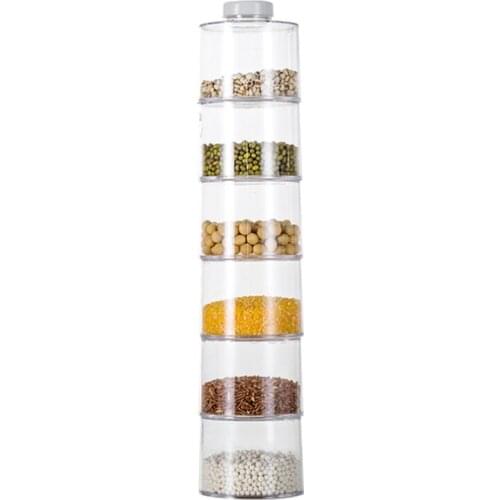 6Pcs/Set Spice Jar Pepper Shaker Box Spice Tower Herb & Spice Tools Transparent Seasoning Cans Kitchen Rack Condiment Bottles