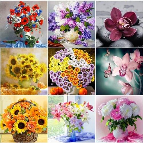 5D DIY Diamond Painting Flower Vase Cross Stitch Kit Full Drill Embroidery Mosaic Art Picture of Rhinestones Gift Decor