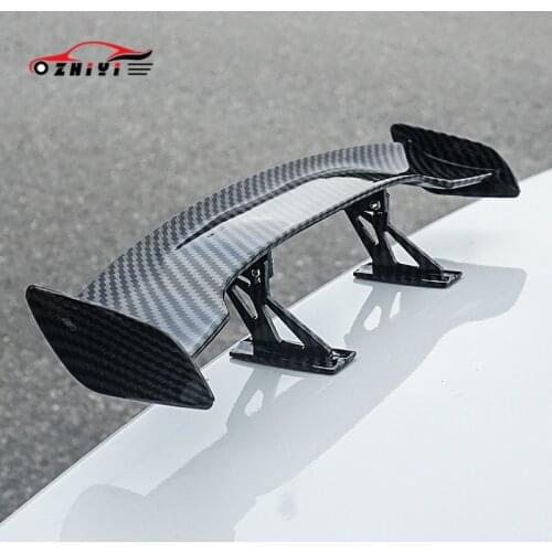 Car Styling 24.9CMx4.7CMx6.4CM MINI Car Spoiler Carbon Fiber Punch-free Door Roof Tail Wing Decorative Universal Trunk Spoiler
