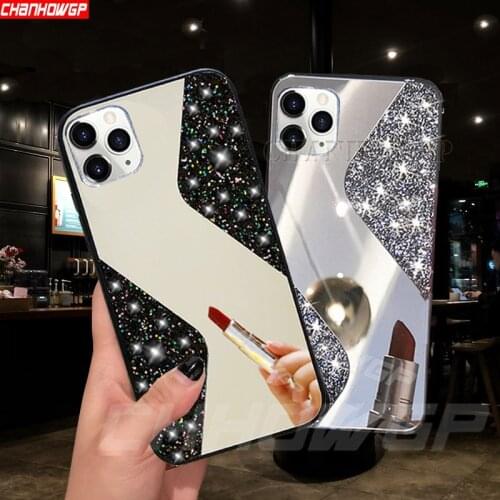 Glitter Makeup Mirror Case For iPhone 12 11 Pro XS Max XR X Soft TPU Back Cover For iPhone 12 Mini 8 6 7 Plus SE 2020 Phone Case