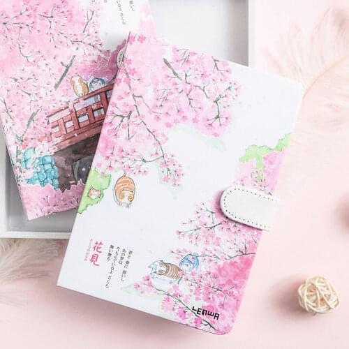 Freshness Sketchbook Beautiful Cherry Blossom Sakura Magnetic Buckle Diary Notebook 2020 New Creative Fashion Notebook