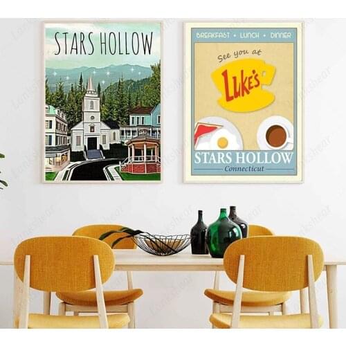 Lukes Diner Prints Kitchen Poster Wall Art Picture Stars Hollow Inspired By Gilmore Girls Canvas Painting for Living Room Decor