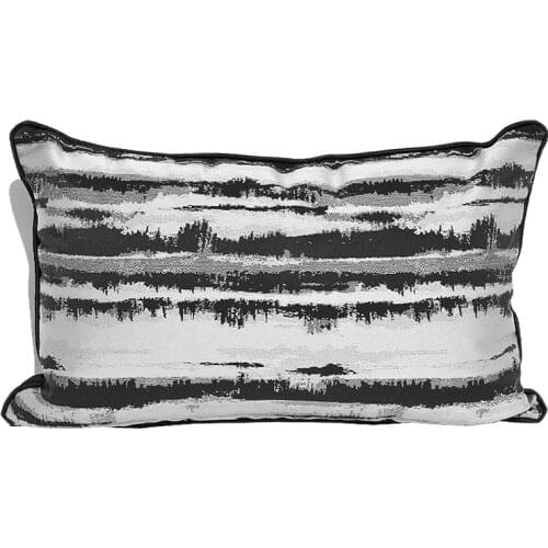 DUNXDECO Cushion Cover Decorative Pillow Case Vintage Classical Artistic Black Abstract Geometric Jacquard Sofa Chair Coussin