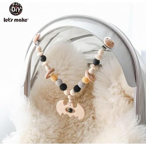 Lets Make 1pc Silicone Hexagon Beads BPA Free Beech Wooden Teether Baby Toys For Stroller Accessories Baby Rattle Teether Toys