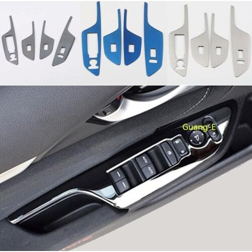 For Honda civic 10th sedan 2016 2017 2018 2019 Stainless Steel Door Window Glass Inner Panel Armrest Lift Switch Button Frame