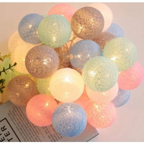 Cotton Ball Garland Light Strings20 LED Fairy Light Strings Christmas Outdoor Holiday Wedding Christmas Party Family Decoration