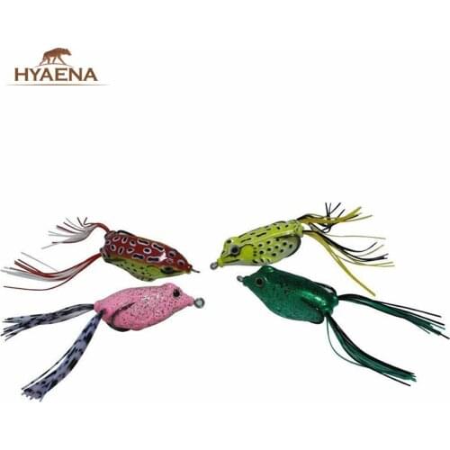 Hyaena 4pcs Soft Plastic FishingBait Lures Frog Double Hooks Top Water Ray Frog Mixed Colors Artificial Soft Bait