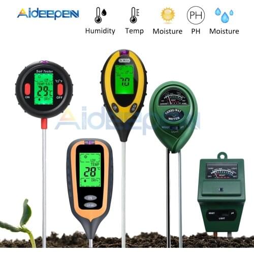 3/4/5 in 1 Soil Ph Meter Tester PH Moisture Meter Temperature Humidity Sunlight Intensity Measurement Analysis Acidity Alkali
