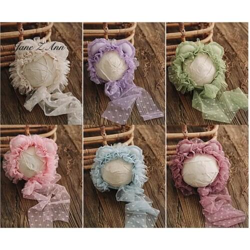 Jane Z Ann Wave point net yarn lace hat +Pillow 2pcs baby newborn photography Props studio shooting accessories