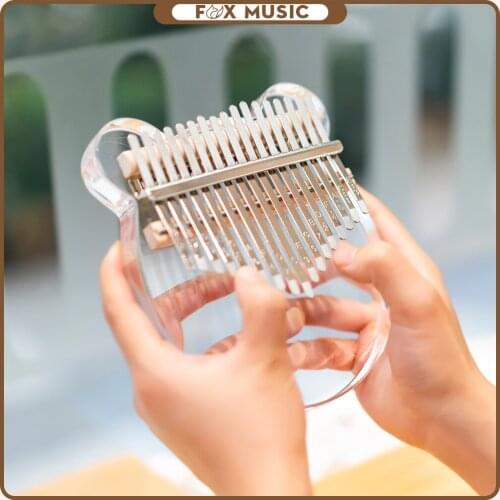 Kalimba Acrylic 17 Key Transparent Thumb Piano Finger Piano Gift W/ Kalimba Tuner+ Case Clear Bear K02-B