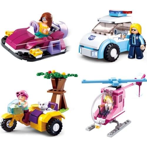 SLuban Pink Dream- 4 IN 1 Car Educational Toys Childrens Assembled House City Building Block Minifigures Toy Gift For Kids