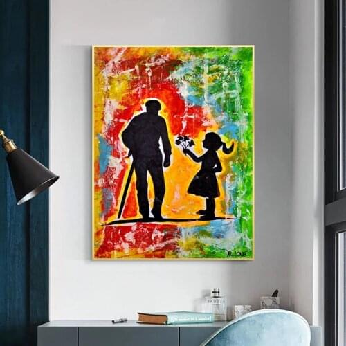 Colorful Graffiti Art Posters and Prints Girl Send Flower Street Wall Art Canvas Painting Pictures for Living Room Decor