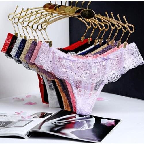 Lace Sexy Female Panties G-String Briefs 1 Pieces Lingerie Low Waist Cotton Red Black White Hot Soft New T-back Underwear Woman