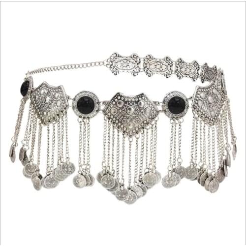 European And American Retro Metal Coin Pendant Belly Chain Tassel Long Waist Chain Girl Decoration Belt