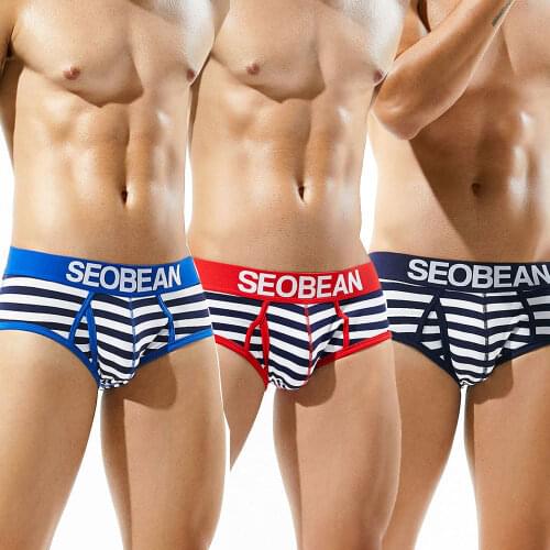 Mens Brand cotton strips briefs low waist boy love underwear short tight cheap and sexy underpants man fashion shorts Hot sale