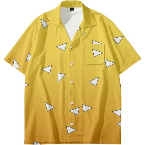 Demon Slayer Kimetsu No Yaiba Cosplay Costumes Tanjiro Kamado Nezuko Zenitsu Cosplay Mens Tops Short Sleeve Shirts