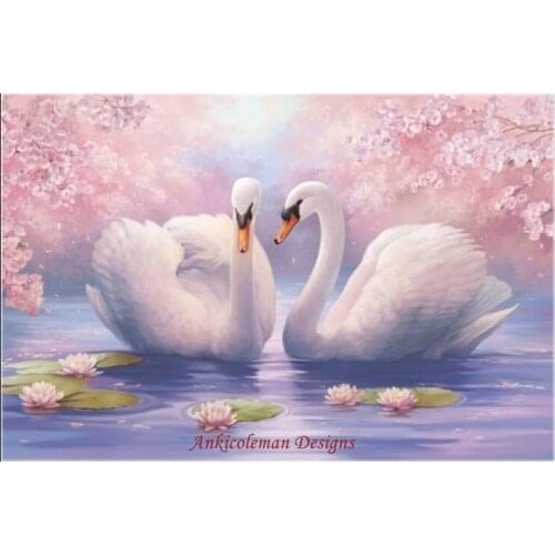 Needlework for embroidery DIY DMC Color High Quality - Counted Cross Stitch Kits 14 ct Oil painting - Swans Spring