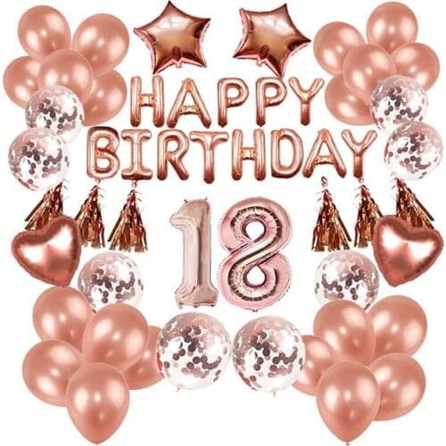 Aluminium Fiol Birthday Letter Balloon Set Sequin Birthday Decoration Balloon Party Happy Balloon Package Rose Gold