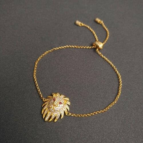 New Punk Lion Pendentif Bracelet For Women Gold Color Charm Zircon Bracelets Bangles Fashion Jewelry 2020 Pulsera Mujer Zk30