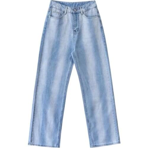 New Jeans Women Trousers Hip Hop Style Cotton Vintage Man Jeans Loose High Waist Wide Leg Pants Fashion Gradient Do Old Straight