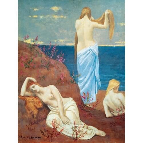 Nude figurative canvas prints giant posters symbolism picture Imagich Top 100 prints seaside girls By Pierre Puvis de Chevannes