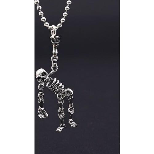 Wholesale S925 Sterling Silver Jewelry Retro Thai Silver Men And Women Japanese And Korean Punk Skull Sweater Chain Pendant