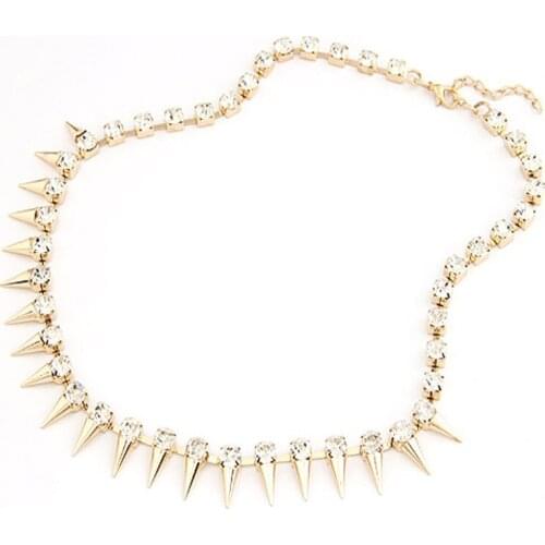 Necklace female short design luxury punk accessories rivet rhinestone necklace chain necklace #N054