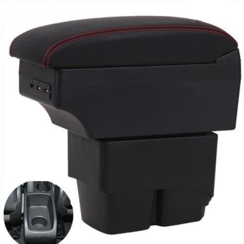 For Ford Fiesta Armrest box Interior Parts special Retrofit parts Car Armrest box Center Storage box with USB LED light