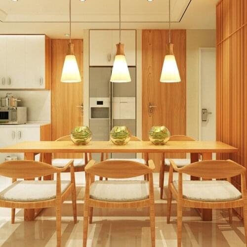 Solid wood Pendant Lights wood high-end simple dining room lamp Nordic living room Japanese style logs glass lamp LU6281 ZL106