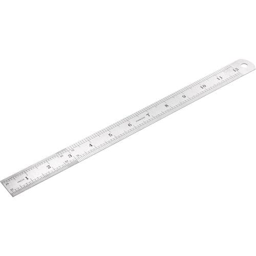 Uxcell Straight Ruler 300mm 12 Inch Metric Stainless Steel Measuring Ruler Tool with Hanging Hole 6pcs