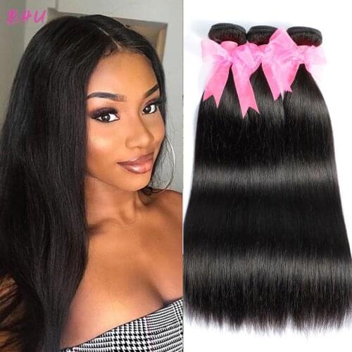Long Straight Hair Bundles Brazilian Hair Bundles Remy Human Hair Extensions 1/3/4 Bundle Deals 8-30inch Double Weft Weave 100g