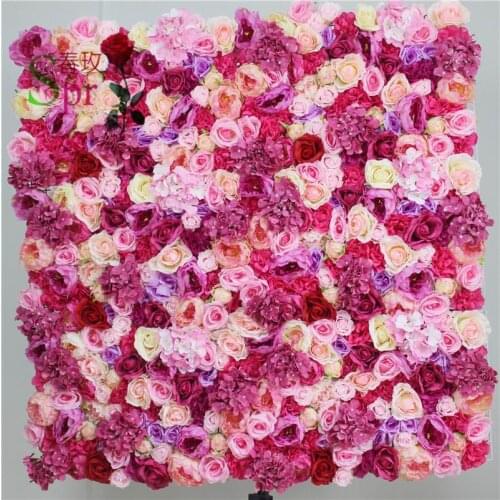 SPR Free Shipping magic PINK butterfly flower wall wedding backdrop artificial flower row and arch decorative flore