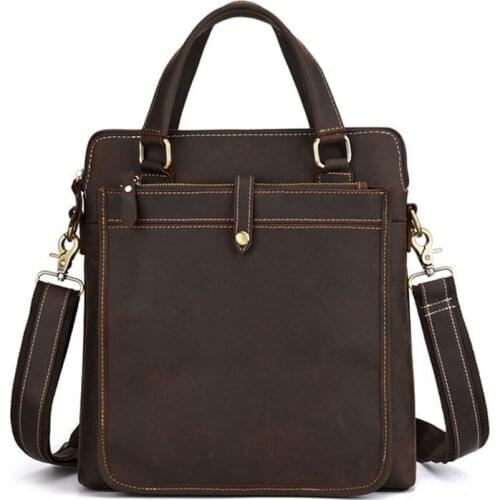 Men Messenger Bag Crazy Horse Leather for Mens Shoulder Bag Genuine Leather Crossbody Bags Men Briefcase Handbags