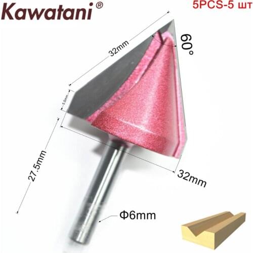 6mm*32mm*60degrees-5PCS CNC solid carbide End Mill,tungsten steel woodworking insert router bit,wood tools,3D V milling cutter