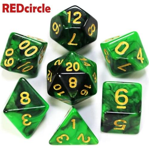 Top Quality Double Color Dice Set with Nebula effect DnD dice set d4,d6,d8,d10,d%,d12,d20 Polyhedral Dice, rpg board game