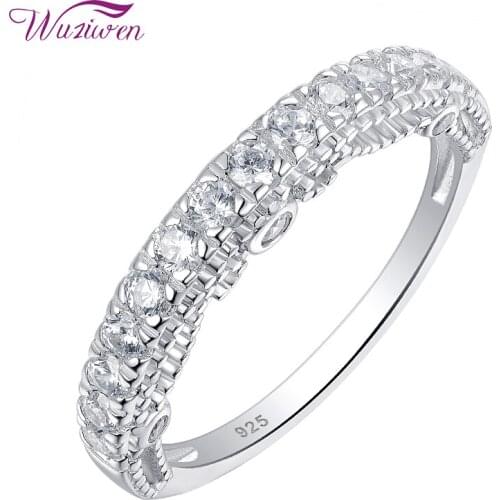 Wuziwen Solid 925 Sterling Silver Promise Wedding Band Finger Rings For Women Unquine Design Classic Jewelry JR4887_BAND