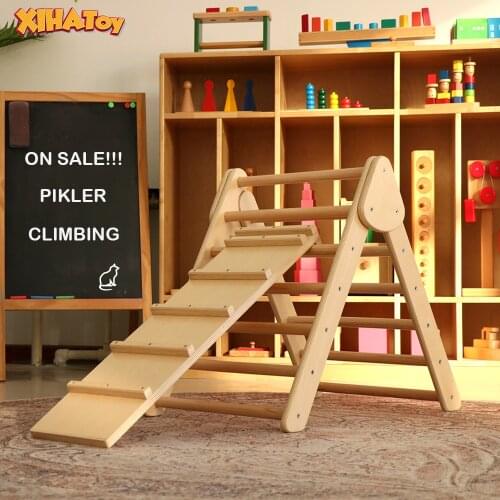 XIHATOY 3pcs Climbing Set Wooden Frame Cube For Children Playground Pikler Triangle Arch Indoor Toy Balance Board