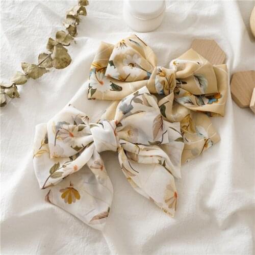 Hot Sale Korean 3-Layers Women Chiffon Fabric Big Bow Cross Hair Pins Girls Fashion Headwear Hair Clips Classical Sweet Hairpins