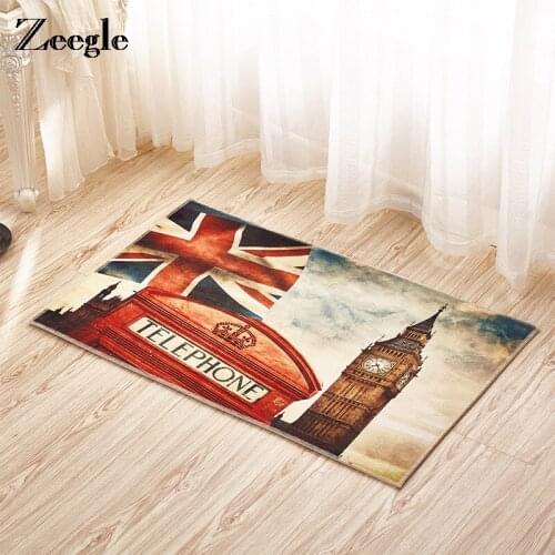 Zeegle 3D Big Ben Painted Scenic Doormat Home Rug and Carpet For Living Room Bedside Kitchen Floor Mat Bathroom Non-slip Mats