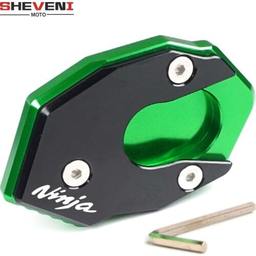 Green Aluminum Side Stand Pad for KAWASAKI NINJA 250 300 650 1000 ER6F ER4F ZX6R ZX10R Motorcycle Plate Kickstand Extension Pad