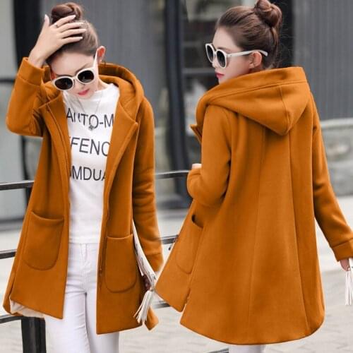 Outerwear Autumn Winter Womens Fleece Jacket Coats Female Warm Thick Female Full Sleeve Hoodies Jackets Long Hooded Coats